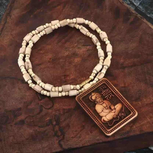 Original & Natural Wood Tulsi Kanthi Mala With Hanuman ji Locket Pendant pack of 2
